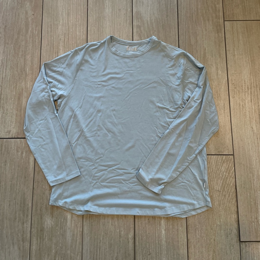 Feat Mens BreezyBlend Stretch Long Sleeve Tee, light blue, size XXL
